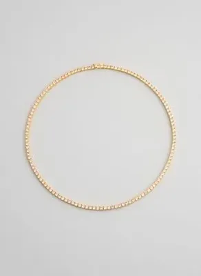 So Chic Sarı Taşlı 18 Ayar Sarı Altın Kaplama 42 Cm Gümüş Su Yolu Kolye