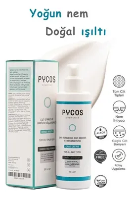 PYCOS COSMETICS Bariyer Onarıcı ve Güçlendirici Cilt Bakım Kremi 200 ML, Hyaluronik Asit, Panthenol, Ceramid
