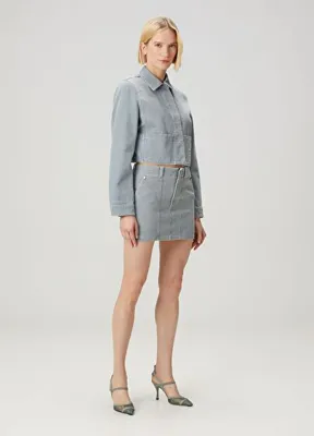 Fendi Gri Mini Denim Etek