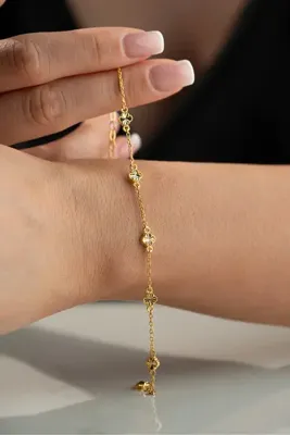 Silvano Jewelry Ayar Gümüş Altın Kaplama Kalemli Bileklik
