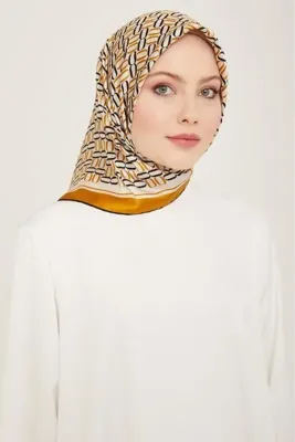 Armine Hardal Geometrik Desen Tivil İpek Eşarp 9149 - 04