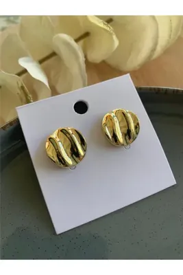 Pelin Aksesuar Dalgalı Gold Vintage Küpe