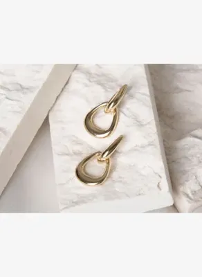 Safir Mücevher Altın Sallantılı Çift Bombe Küpe