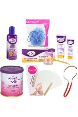 Kozmiss Banyo Lifi Ve Vivet Tüy Sarartıcı Kremli Pudralı Konserve Ağda Seti 240 ml 6 Parça