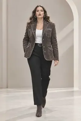 MODA VİNTAGE DENİM BÜYÜK BEDEN FÜME EFEKTLİ KOT CEKET