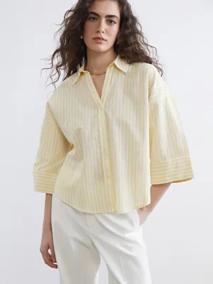 LCW Vision Çizgili Oversize Kadın Gömlek
