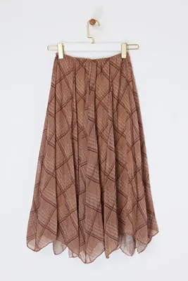 Drop by TrendyolMilla Kahverengi Astarlı Şifon Etek TDRSS26ET00029