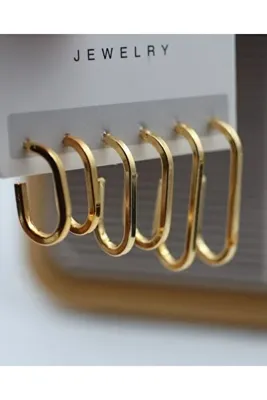 monalisatoka Kadın Gold 6'lı Küpe Seti