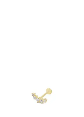 AJA Flora Yay Figürlü Çok Taşlı Altın Kulak Piercing