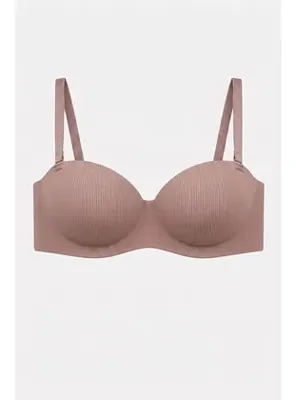 InStyle Lotus Lazer Dikişsiz Balensiz Push Up Sütyen - Bronz Kahve - 2818