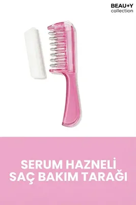 Beauty Collection Serumia Pembe 7 Metal Uçlu Hazneli Saç Dibi Serum ve Bakım Yağı Uygulama Tarağı