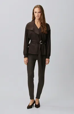 Network Kahverengi Kaplamalı Skinny Denim Pantolon