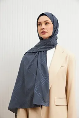 MİRSOY SCARF Aura Desen Pamuk Jakar Şal-Antrasit