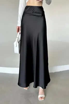 Trendy Mall Kadın Şık Deri Kemeri Lastikli Maxi Boy A Line Etek
