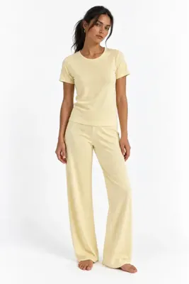 Liany Kadın Pastel Sarı Pamuklu Kısa Kollu Pijama Takımı