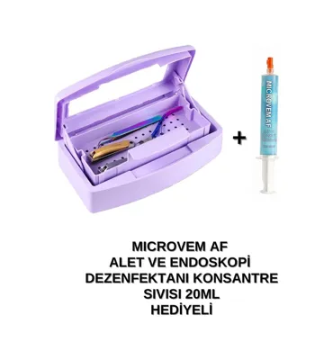 ELLEA NAIL Çift Bölmeli Manikür Pedikür Aletleri Sterilizasyon Kutusu Mor Ve Konsantre Dezenfektan Sıvısı Hediyeli