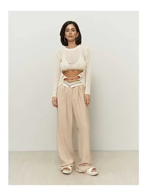 Mai Collection Tessa Lyocell Bej Palazzo Pantolon