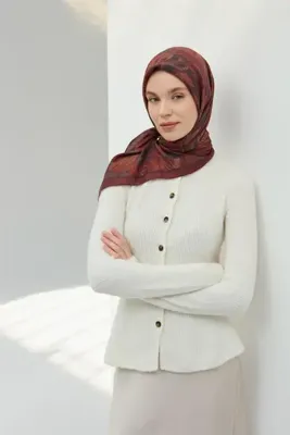 Silk Home Viskon Velora Eşarp Çikolata Kahve Desenli Tok Duruşlu Dört Mevsim 90x90