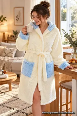 Özgüner Oyuncak Kapüşonlu Unisex Welsoft Peluş Sabahlık, Bornoz - Yumuşak ve Sıcak Tutan