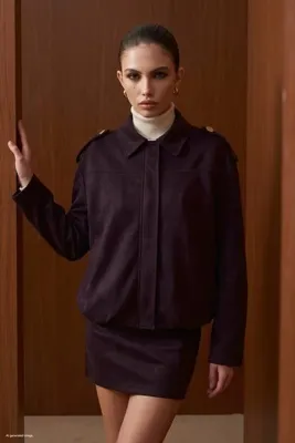 Sateen Süet Bomber Ceket - Bordo