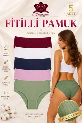 Afrodizyac 5!i Fitilli Pamuk Yüksek Bel Slip (EXTRA ESNEK VE YUMUŞAK)
