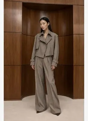 Nazlı Ceren Tina Yün Karışımlı Pantolon Moss Grey