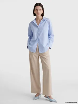 LCW Modest Beli Lastikli Geniş Paça Kadın Pantolon