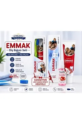 Emmak 4plus Beyazlatıcı diş macunu 100 ml fırçalı set