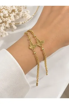 Genel Markalar Kelebek Figürlü Gold Zincir Bileklik Xuping Model Kadın Gold Paslanmaz Çelik bileklik Kararmaz Takı⁠