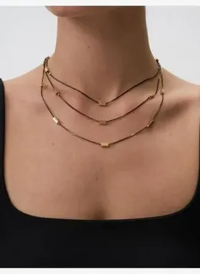 Jimmy Key Karışık Üçlü Dikdörtgen Figürlü Ayarlanabilir Kolye