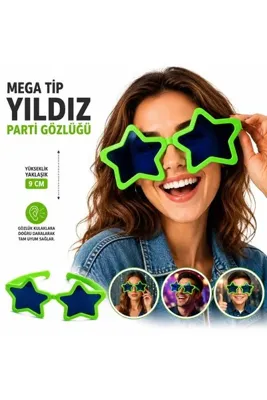 EGE YAPI Mega Tip Yıldız Parti Gözlüğü Yeşil Renk