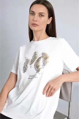 DeFacto Regular Fit Bisiklet Yaka Baskılı Kısa Kollu Ekru Tişört H8365AX26HS