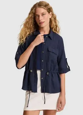 U.S. Polo Assn. Lacivert Kadın Oversize Gömlek PR-BETRU