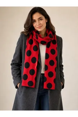 Sebir Moda Puantiye Desenli Triko Atkı