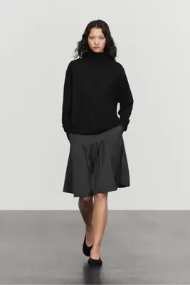 Massimo Dutti Yün karışımlı pilili etek
