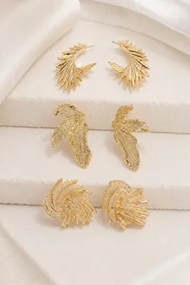 Dora Accessories 3lü Küpe Set Çiçek Küpe