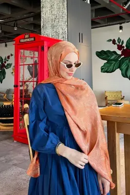 Mooncorn Liva Desen Shine Line Şal Vizon-Tarçın