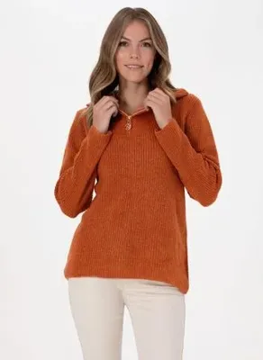 U.S. Polo Assn. Kahverengi Kadın Comfort Fit Örgü Kazak PIAT