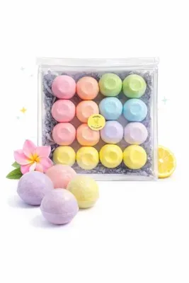 visuda kozmetik Visuda - Köpüren Banyo Topu 16x50 Gr / Karışık Aromalı Paket / Banyo Bombası & Ekstra Nem