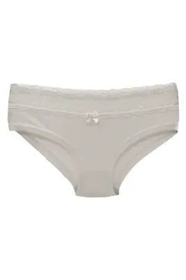 HNX Ekru Pamuklu Bel Dantel Yarım Boxer Hipster Kadın Külot