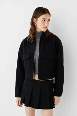Bershka Crop kesim yumuşak ceket