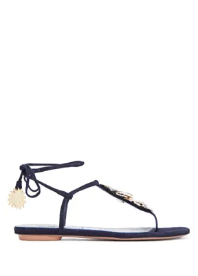 Aquazzura Night Stars Lacivert Kadın Deri Sandalet