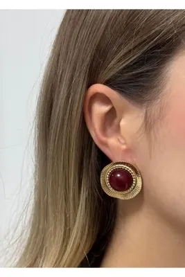 KİLİGİSTANBUL SİYAH&BORDO RETRO KÜPE