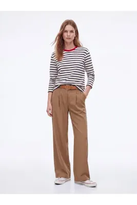 Ltb Relaxed Fit Tencel Pileli Kahverengi Pantolon