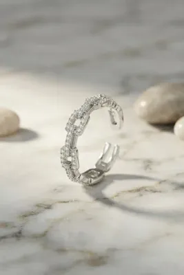 Genel Markalar Gümüş Renk Zirkon Taşlı Zincir Model Kadın Yüzük 5886