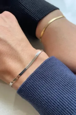 KOBA Unisex Kararmaz Çelik 2'li Yassı Italyan Arkadaşlık Sevgili Çift Bilekliği BİL001