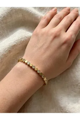 Genel Markalar CM JEWELRY 14 AYAR ALTIN KAPLAMA KADIN ÇELIK BILEKLIK SUYA DAYANIKLI KARARMAZ 17+2