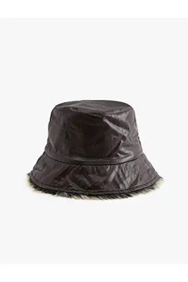 Koton Deri Görünümlü Bucket Şapka