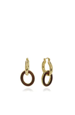 Network Gold Çift Renkli Sallantı Detaylı Kadın Küpe