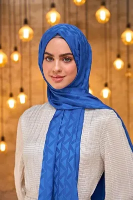 İpekhan Yaz Işıltısı Koleksiyonu İpeksi Jakar Şal Sax Mavi 9014-08